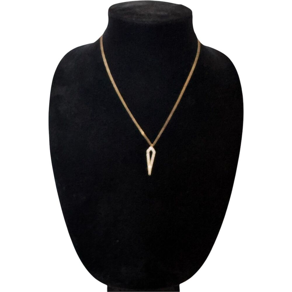 Spartina 449 Pavé Crystal Elongated Arrow/Dagger Pendant Necklace Gold Tone